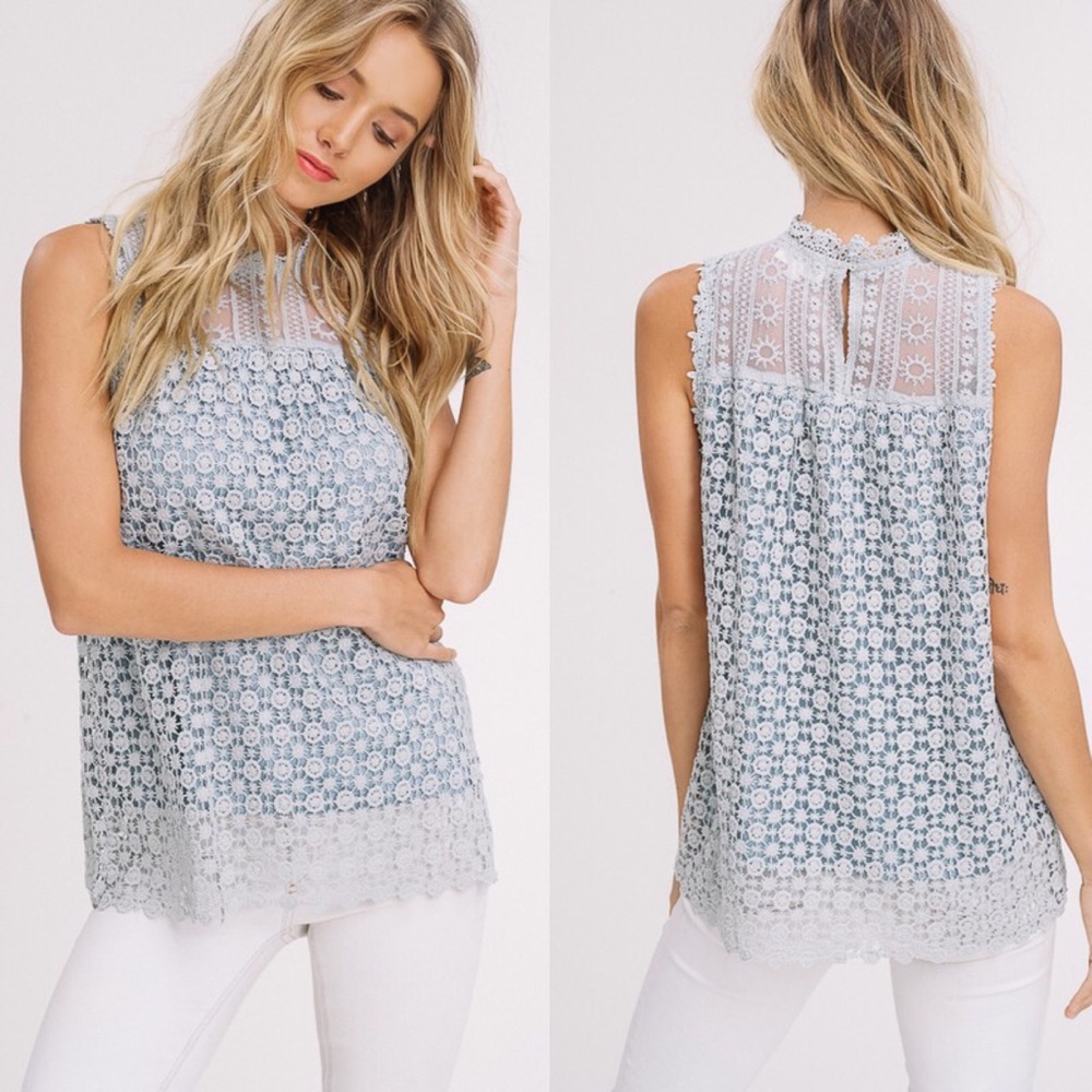 TORI Lace Detail Top - SAGE - Picture 2 of 3